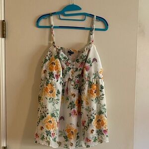 Torrid White Smocked Top with Floral Accents